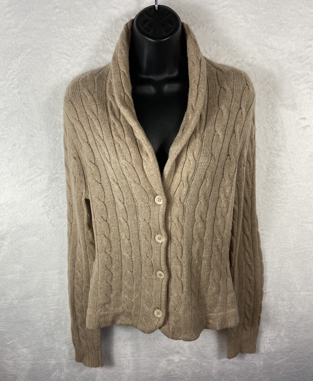 Wendy B Cashmere 100% Cashmere Cardigan Sweater Womens L Shawl Collar